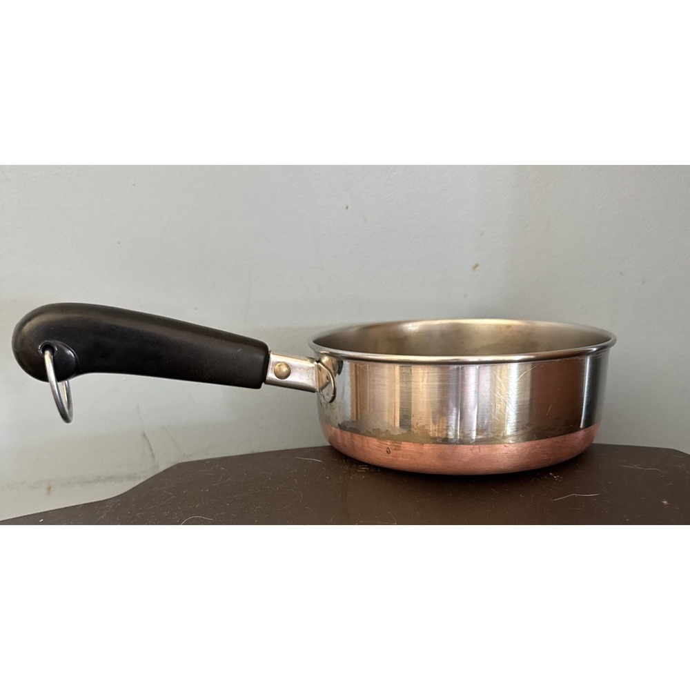 Vintage Revere Ware 3/4 Qt. Stainless Steel Copper Bottom Saucepan Pot USA